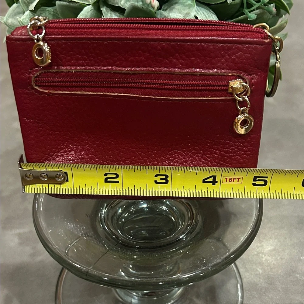 Red Leather key chain Coin Purse